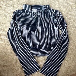 Blue and white stripe crop top